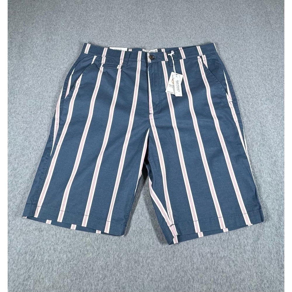 Free Planet Men's Shorts 36 Blue Pink Striped‎ W/ 6" Inseam NWT